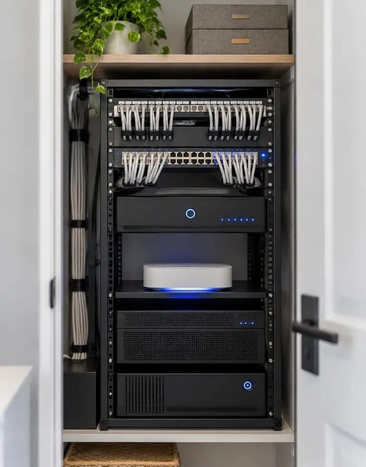Organized home network rack